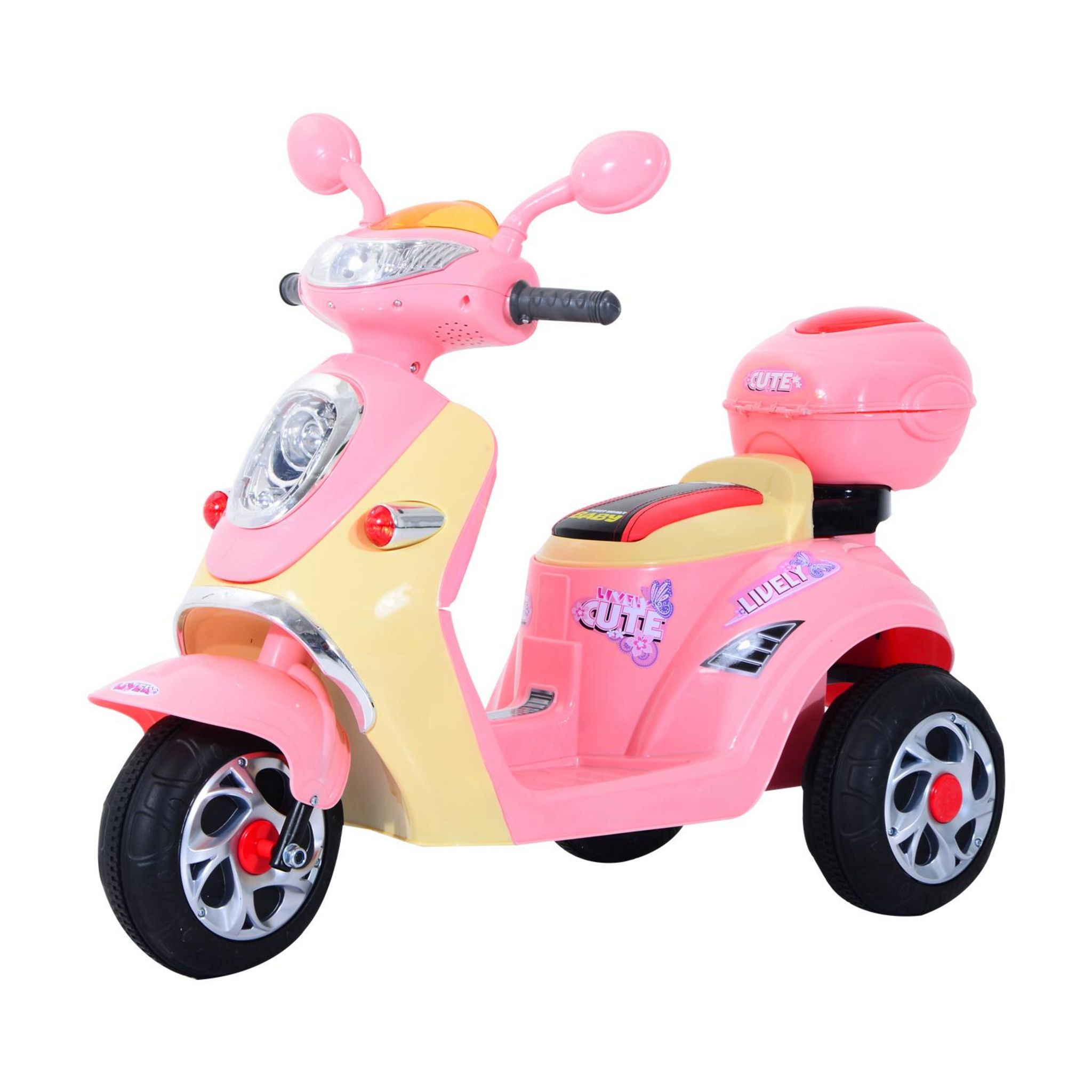 Moto électrique pour enfants scooter 3 roues 6 v 3 km/h effets lumineux et  sonores top case rouge - Conforama