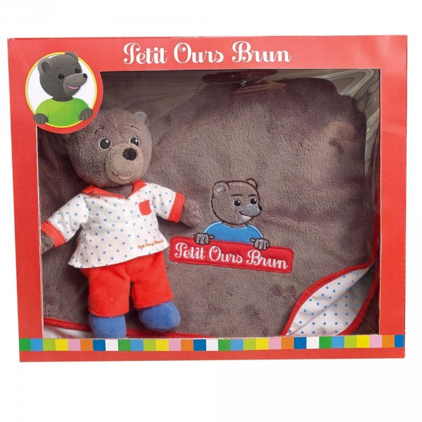 JEMINI Coffret peluche et couverture Petit Ours Brun pas cher