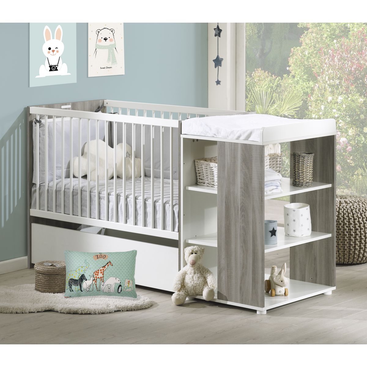 Baby Price Lit Bebe Combine 60 X1 Cm Evolutif En 90 X190 Cm Flo Pas Cher A Prix Auchan