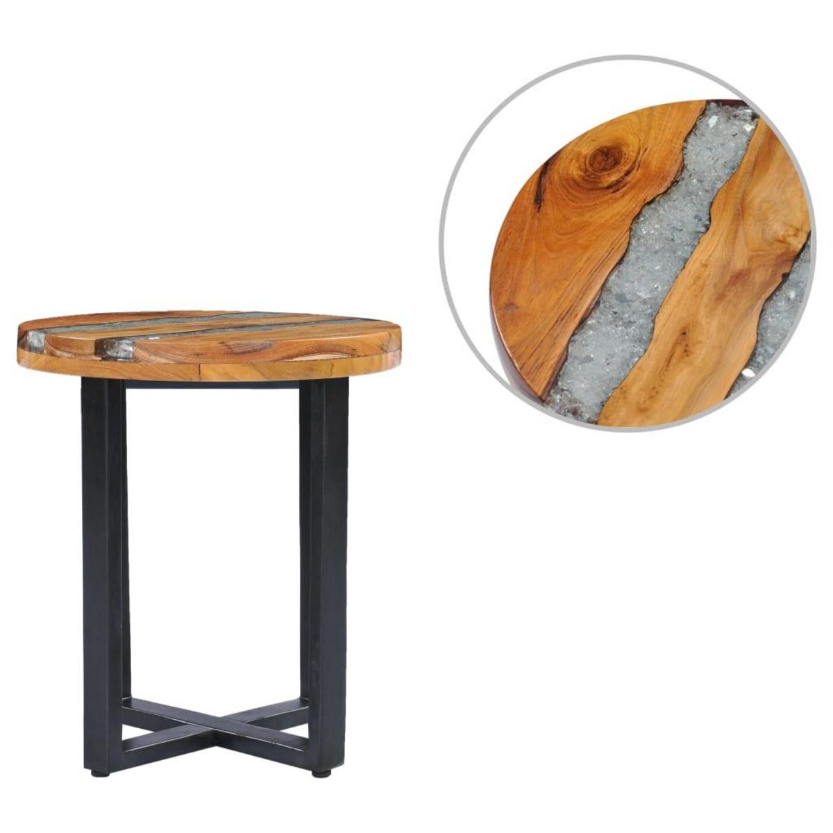VIDAXL Table basse 40 x 45 cm Bois de teck massif et polyresine