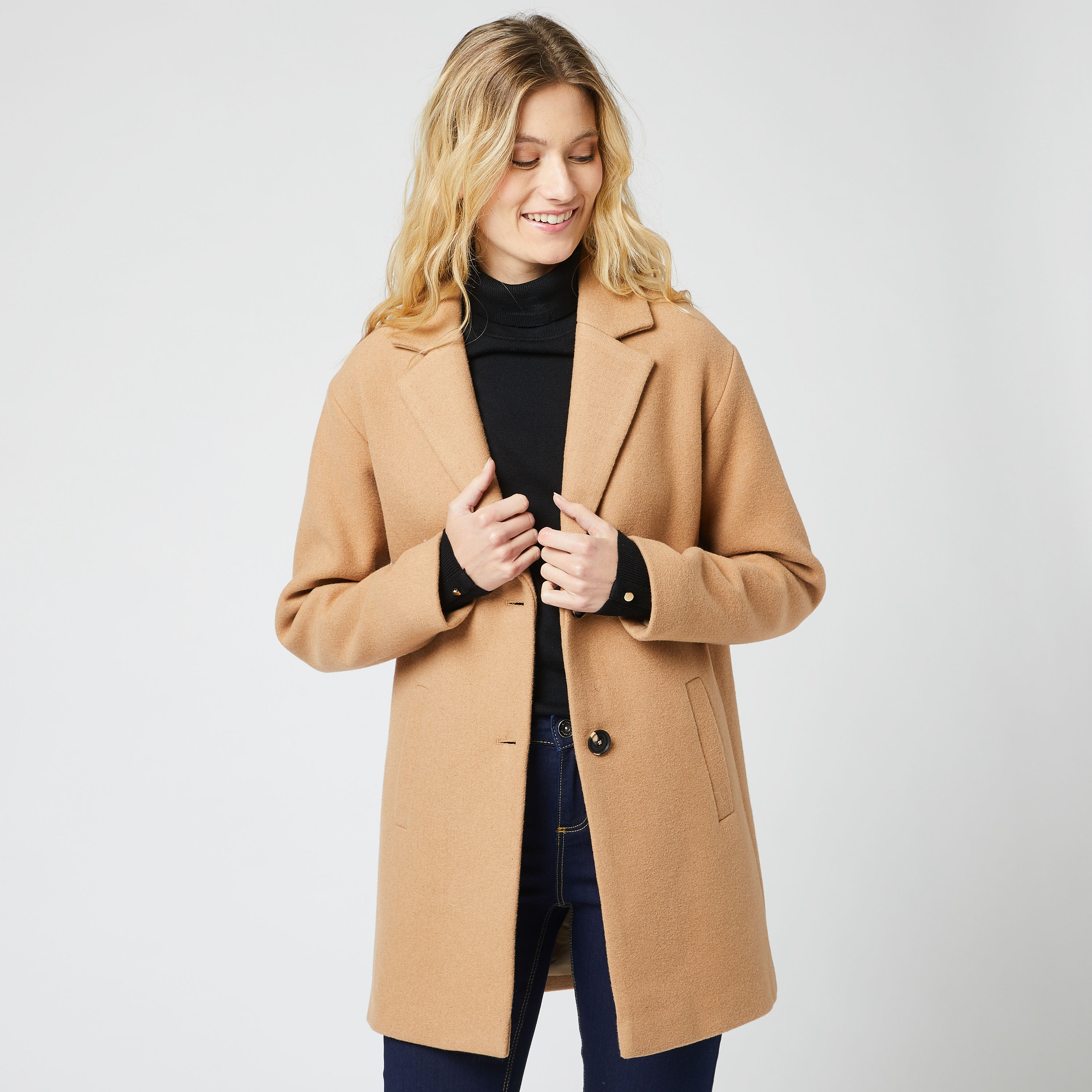 manteau long beige pas cher