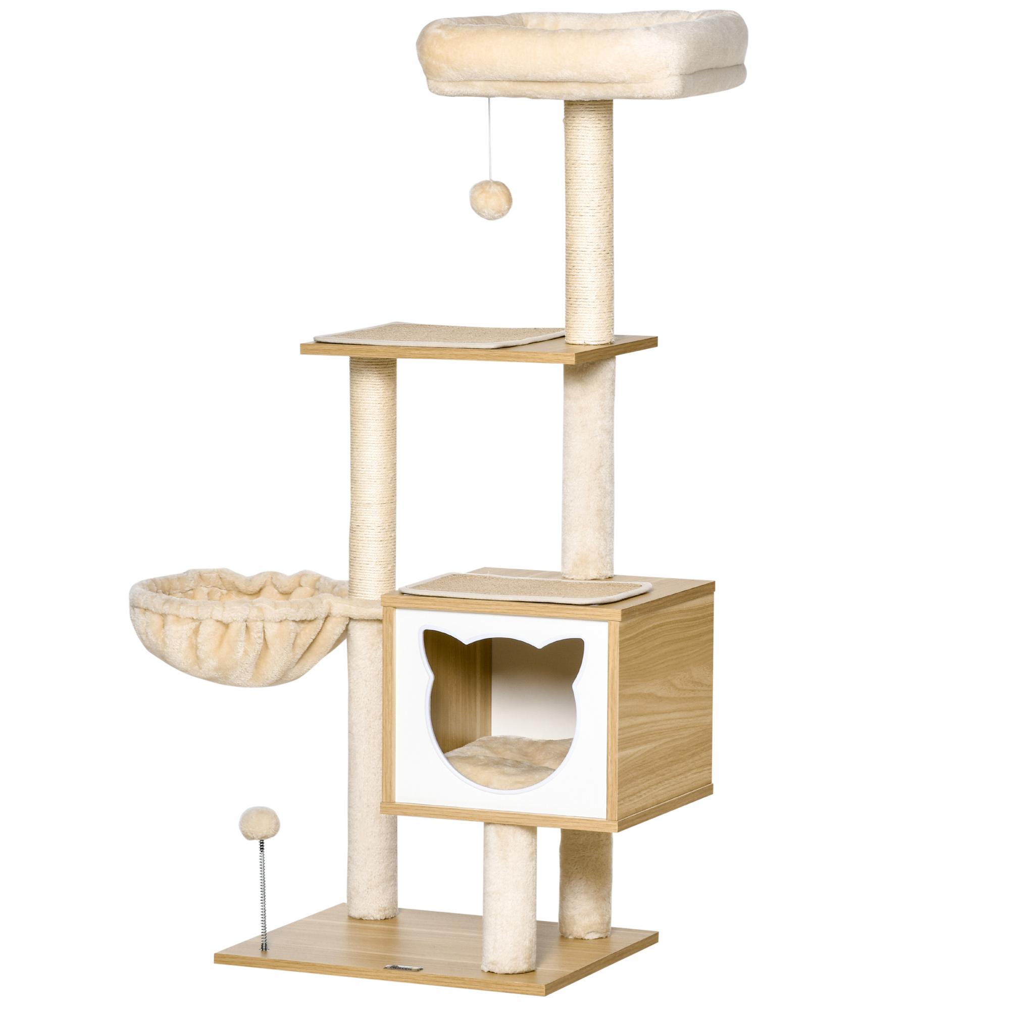 Arbre à chat Solide Jouet avec griffoir en sisal 50 cm Beige et