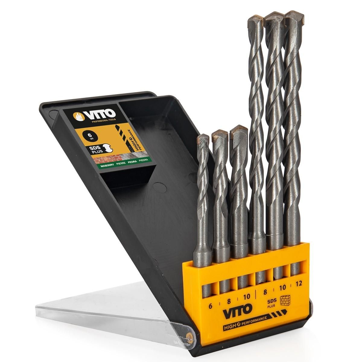 VITO Pro-Power Forets PIERRE VITO SDS PLUS Coffret de 6 pièces Diam 6, 8, 10, 12 mm