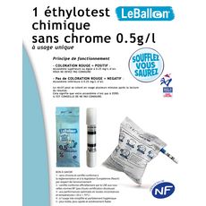 Ethylotest 0,5g/l de sang à la norme NF 1 pièce