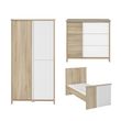 Chambre complète lit évolutif 70x140 - commode 3 tiroirs et armoire 3 portes Sacha - Chêne et blanc