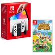 console nintendo switch (modèle oled) joy-con blanc + animal crossing : new horizons