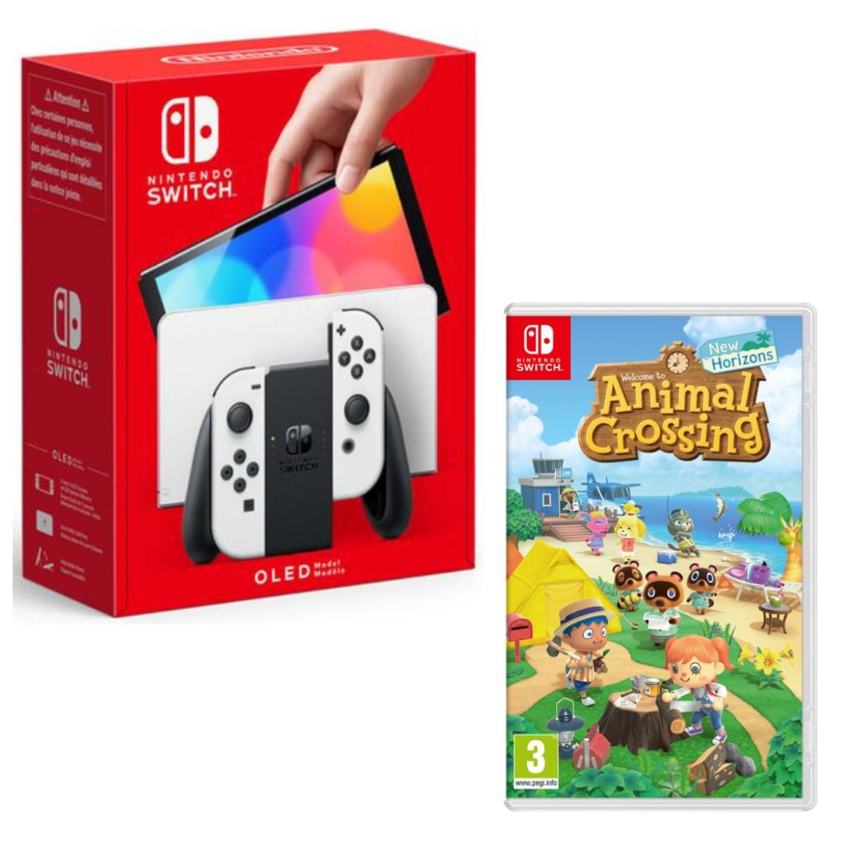 Console Nintendo Switch (modèle OLED) Joy-Con Blanc + Animal Crossing : New Horizons