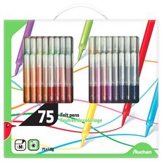 AUCHAN Etui de 18 feutres de coloriage pointes moyennes pas cher