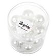 rayher perles en verre renaissance, blanc neige, 12 mm, boîte 21 pces, mi - transparentes