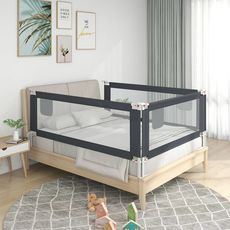 Barriere de securite de lit d'enfant Gris fonce 140x25 cm Tissu