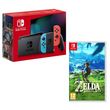 nintendo console nintendo switch 1.2 neon rouge et bleu + the legend of zelda breath of the wild