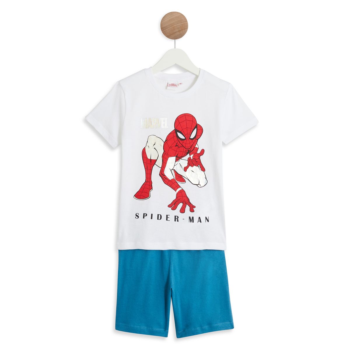 SPIDERMAN Pyjashort blanc en coton garçon Spiderman