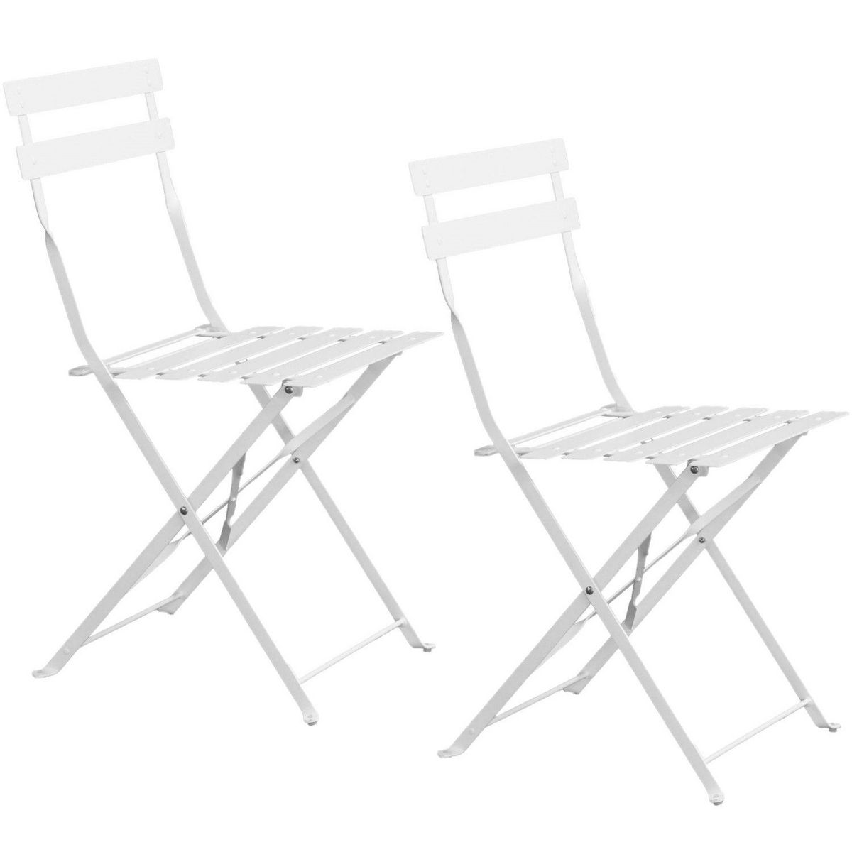 TOILINUX Lot de 2 chaises pliantes d'extérieur en métal - Blanc mat