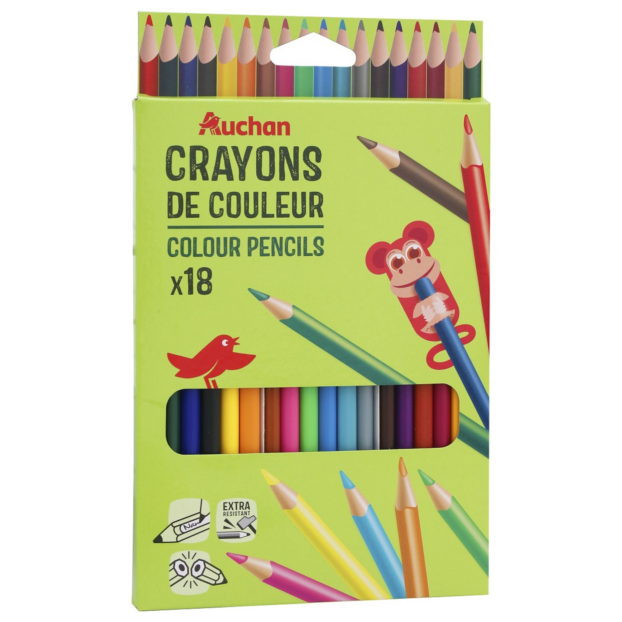 Auchan - Crayons à cire de 12 couleurs