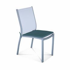  Lot de 4 galettes de chaises - 43 x 40 cm - bleu canard. tissu déperlant. réversibles. anti UV. petites cordes pour attacher (Bleu Canard)