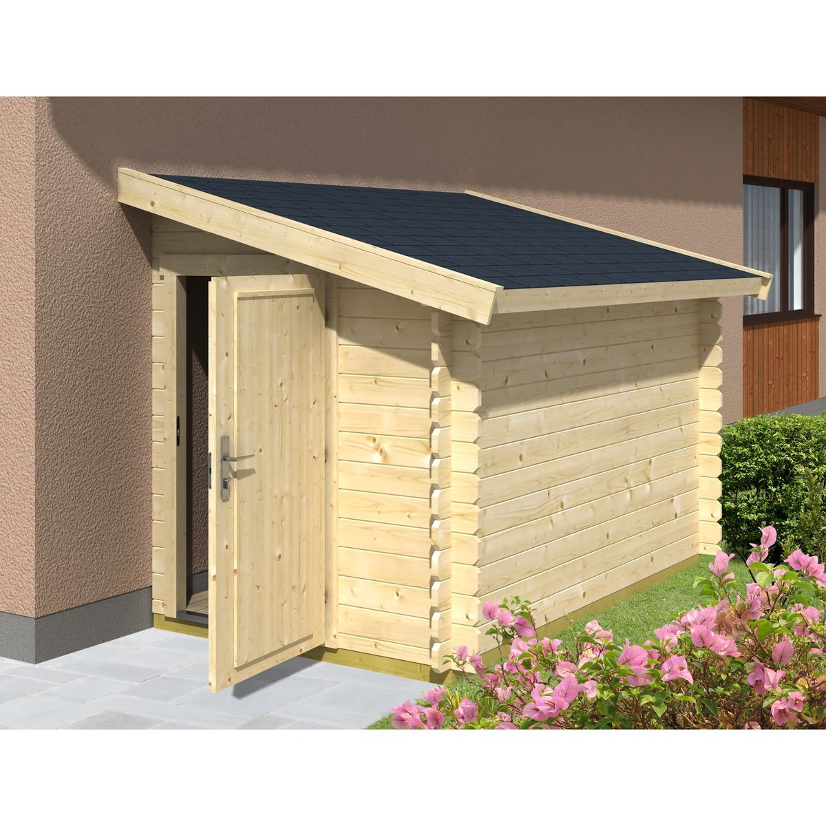 Abri jardin bois adossable Bandya / 3.67m² / 28mm pas cher 