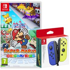EXCLU WEB Manette Joy-Con Bleue et Jaune + Paper Mario Nintendo Switch