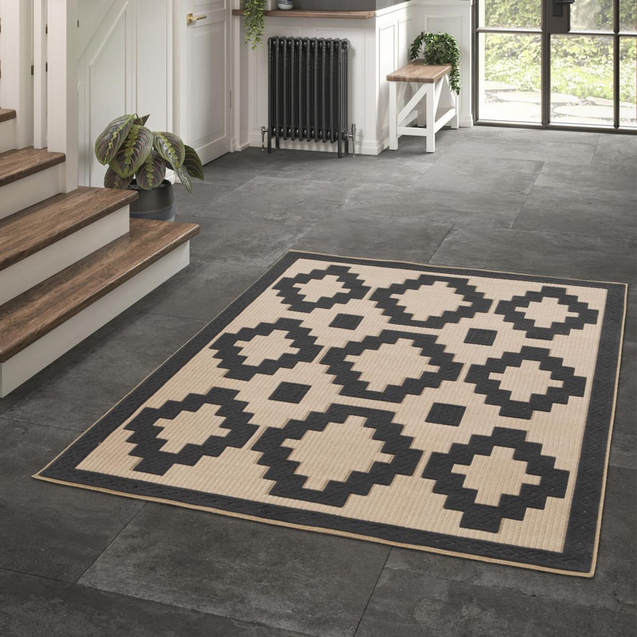 Unamourdetapis Tapis salon HIERE 3 Noir 80x150 Fait en Europe en  polypropylène doux et soyeux pas cher 