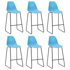 Chaises de bar 6 pcs Bleu Plastique