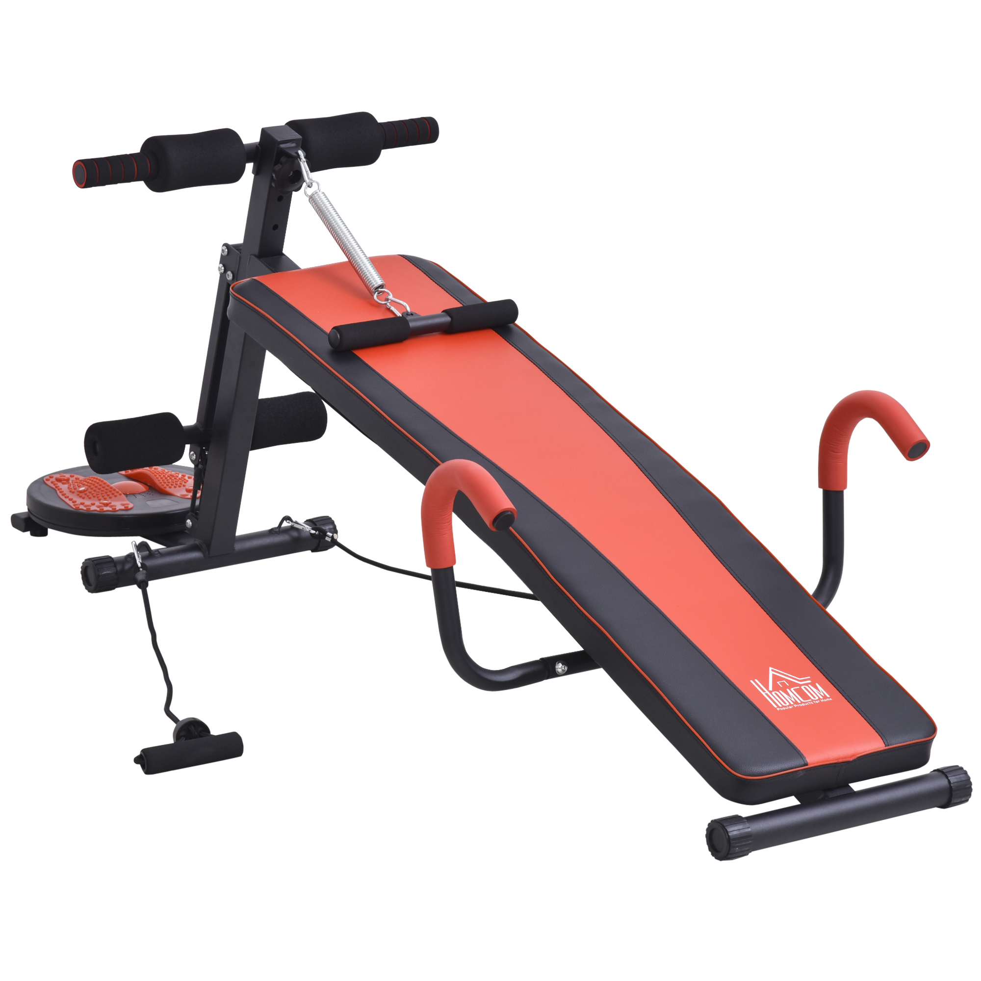 Banc de Musculation Pliable Abdos et Sit-up avec 5 Rouleaux de Mousse  Charge 130KG Noir et Bleu - Costway