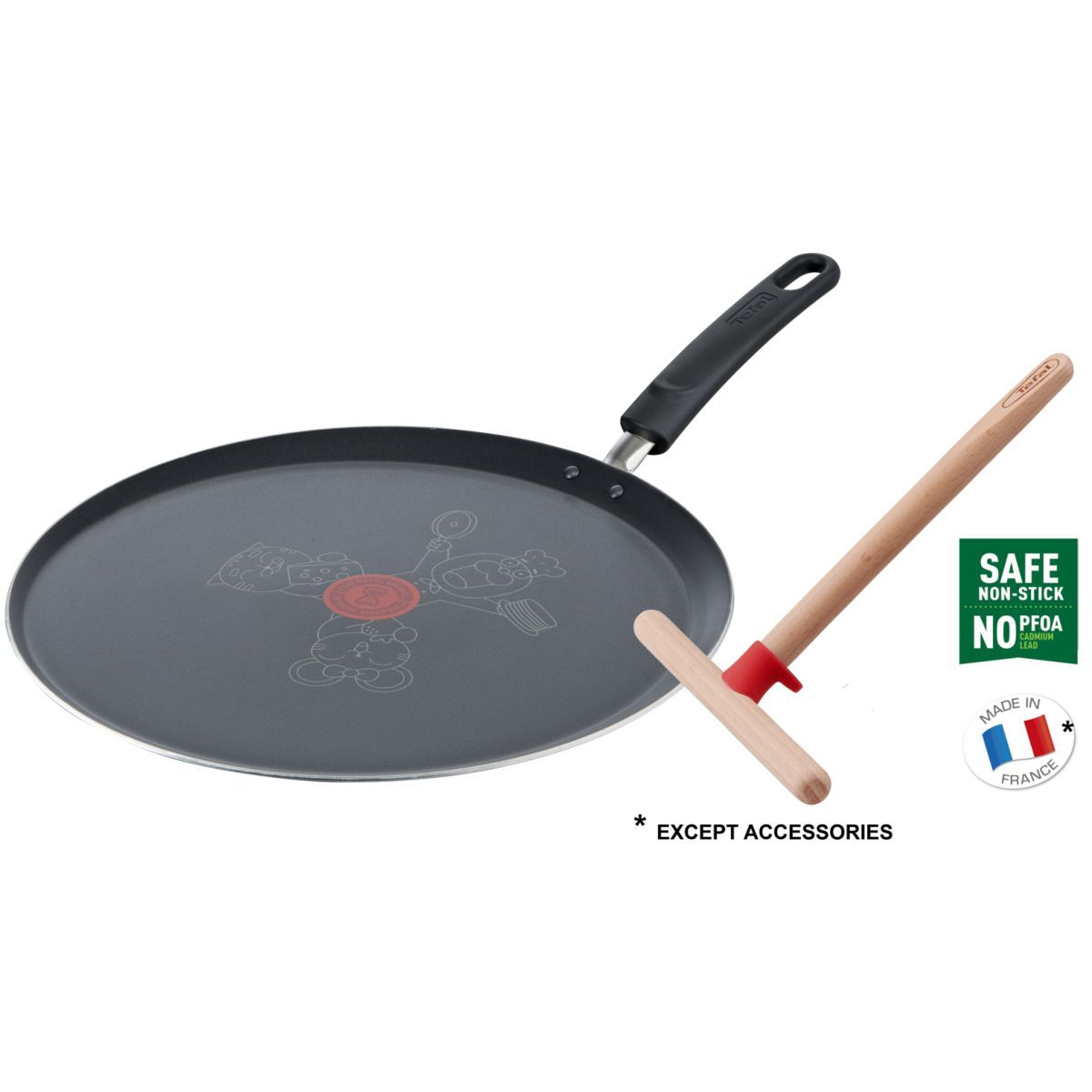 TEFAL Galetière induction chandeleur + répartiteur en bois pas cher 