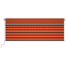 Auvent manuel retractable avec store LED 4x3 m Orange et marron