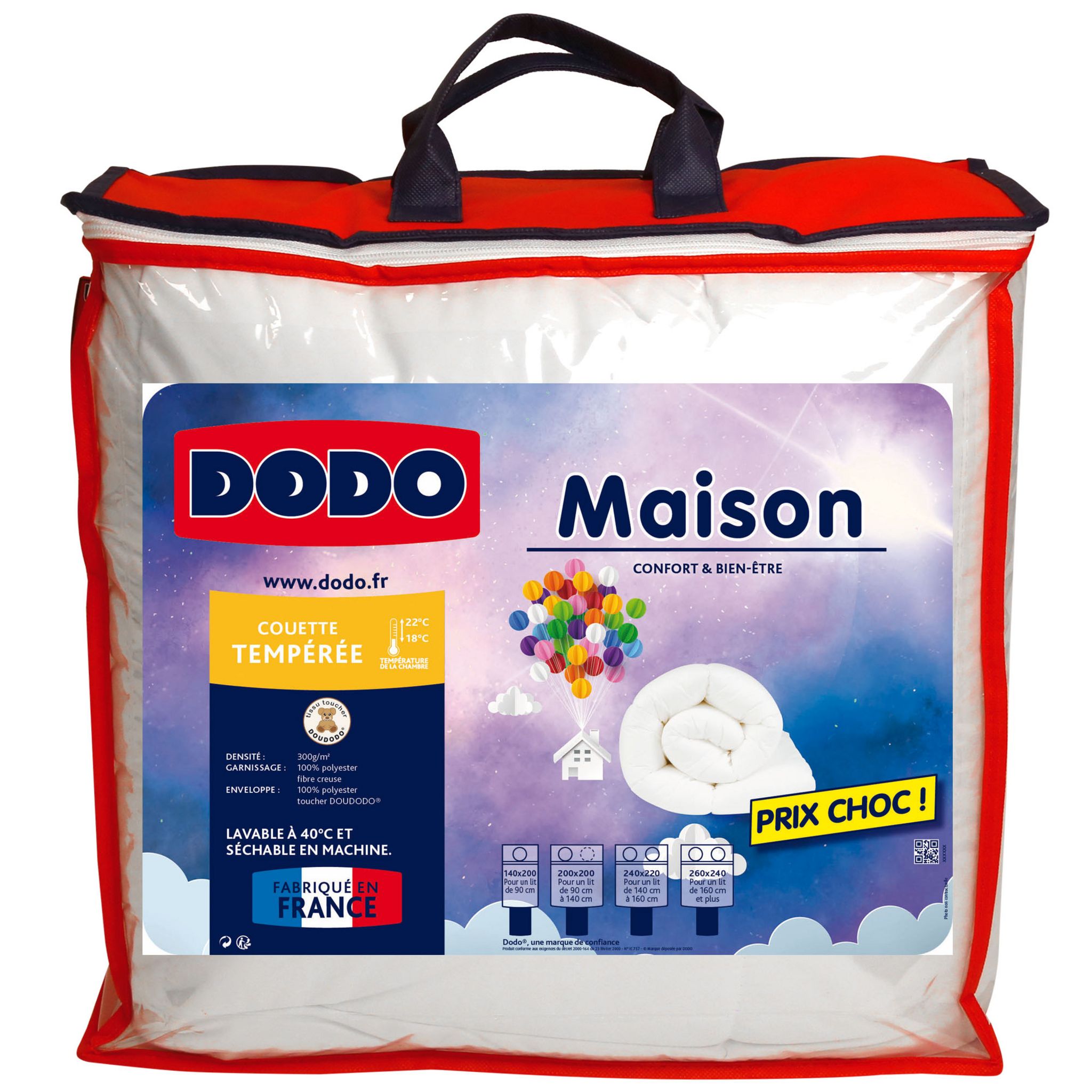 Couette DODO blanc tempérée 260x240 cm Lovely confort Neuve dans emballage  - P'tit Dodo