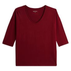IN EXTENSO T-shirt manches longues col v rouge bordeaux femme (Rouge bordeaux)