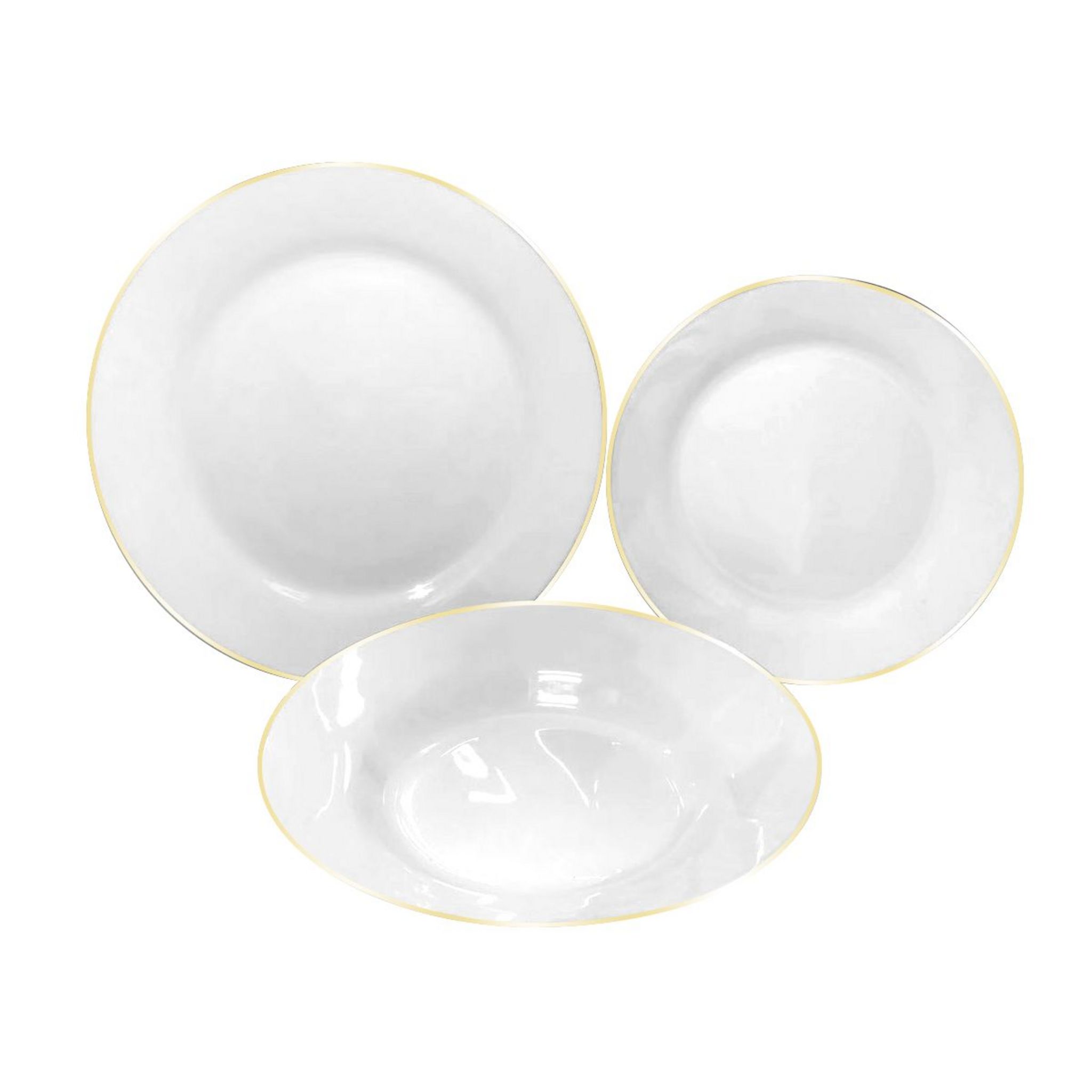 Assiette en porcelaine avec liseré doré (lot de 6) assiettes creuses 