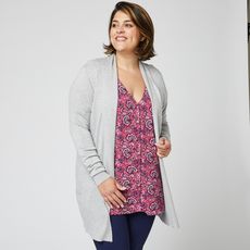 IN EXTENSO Cardigan long gris grande taille femme