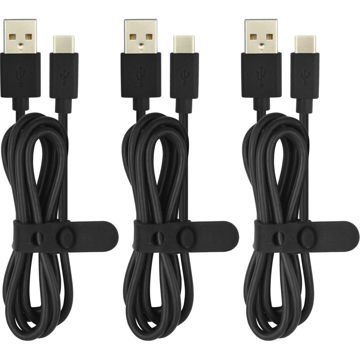 ESSENTIEL B Câble USB C vers USB noir 1m x3