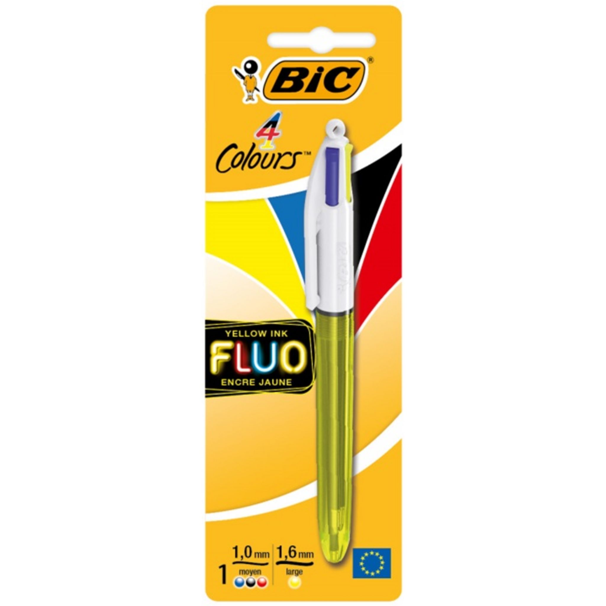 Stylo Bic® 4 Couleurs Publicitaire, Bille Fluo