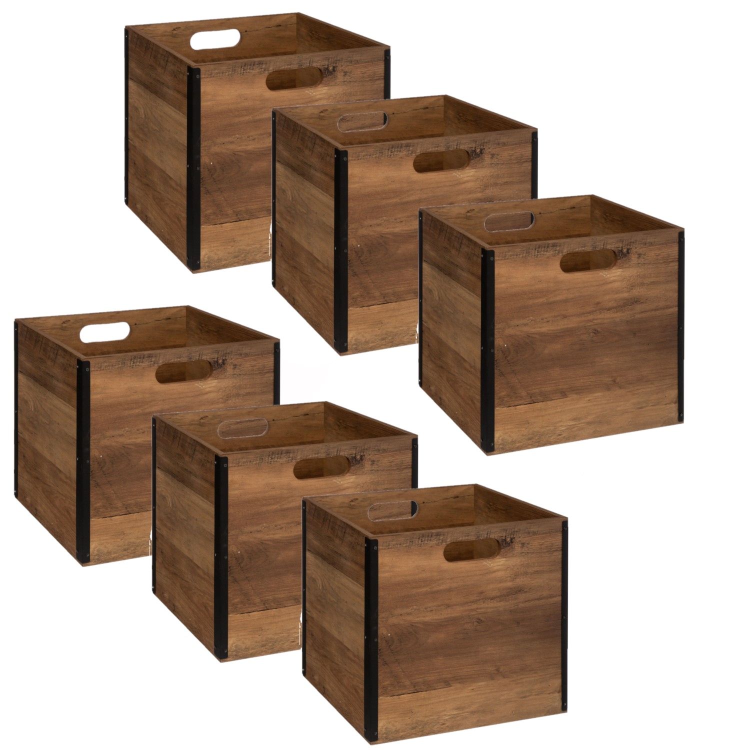 Lot de 6 boîtes de rangement rectangulaire en mdf Toilinux