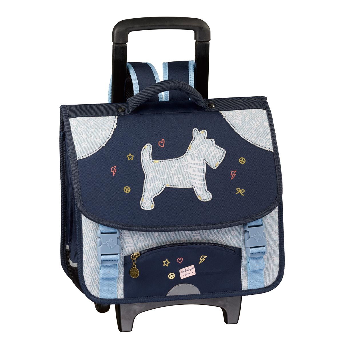 CHIPIE Cartable roulettes 41cm fille bleu jean pas cher Auchan