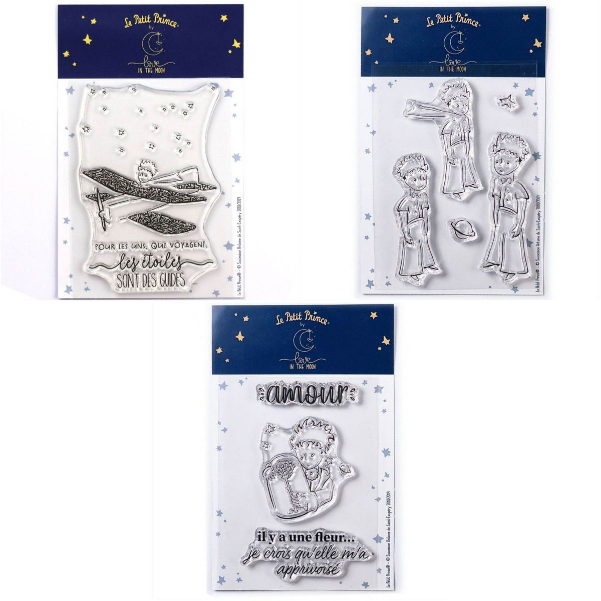 Youdoit 9 Tampons transparents Le Petit Prince dans son avion + Etoiles + Fleur