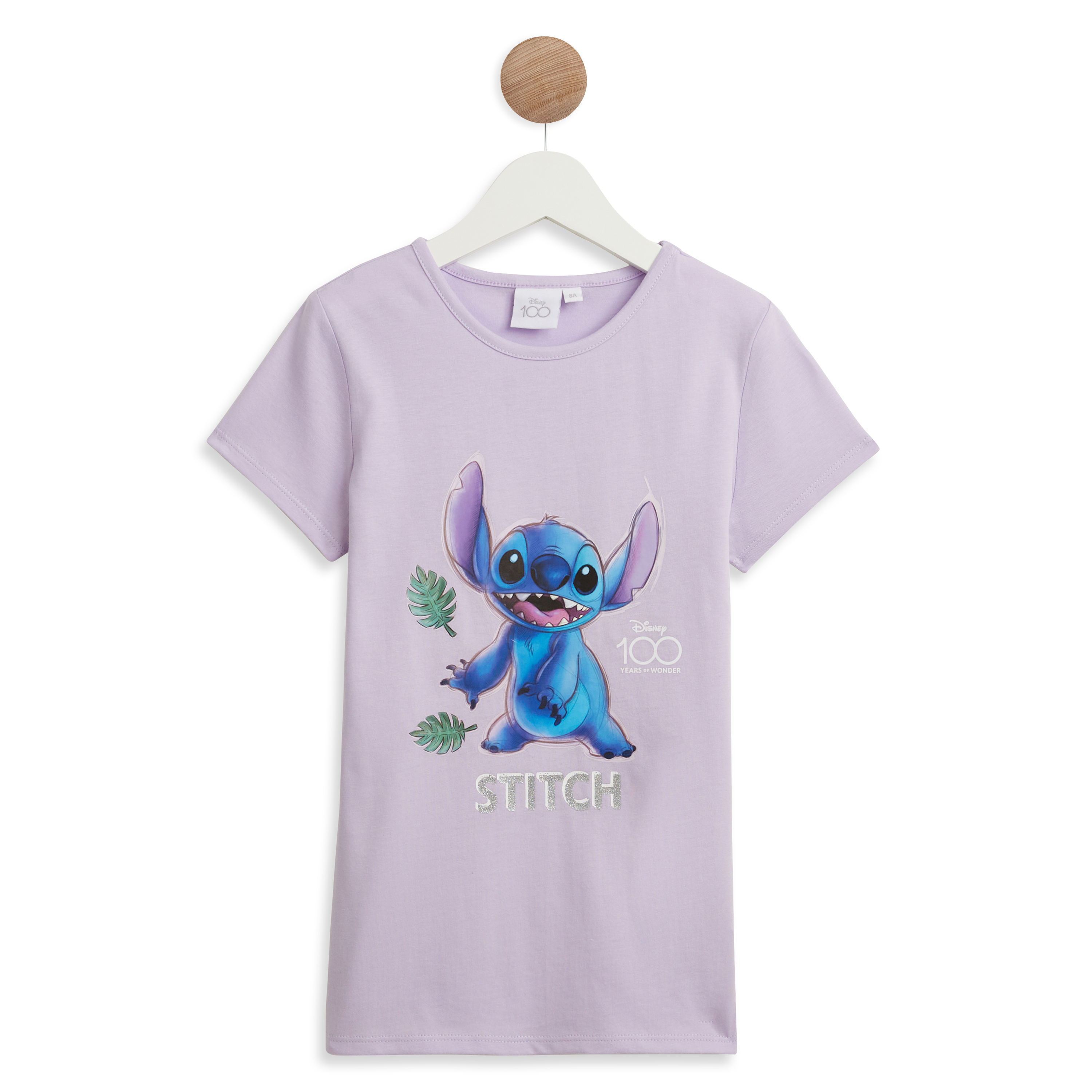 T-shirt droit coton Lilo et Stitch blanc fille