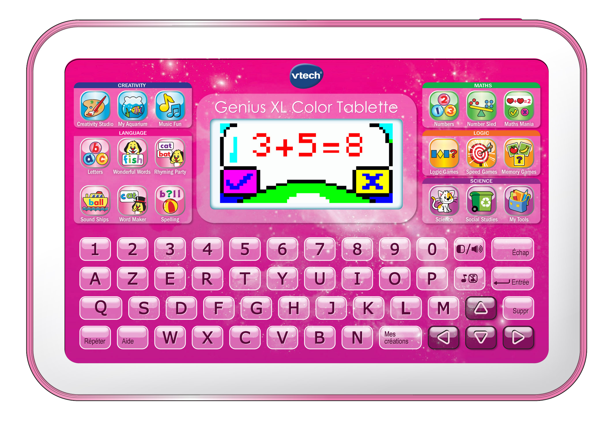 Ordi-Tablette Enfant VTECH Genius XL Color Rose - 2 en 1 avec écran couleur  