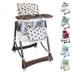 Chaise haute bébé pliable réglable hauteur dossier tablette (Marron)