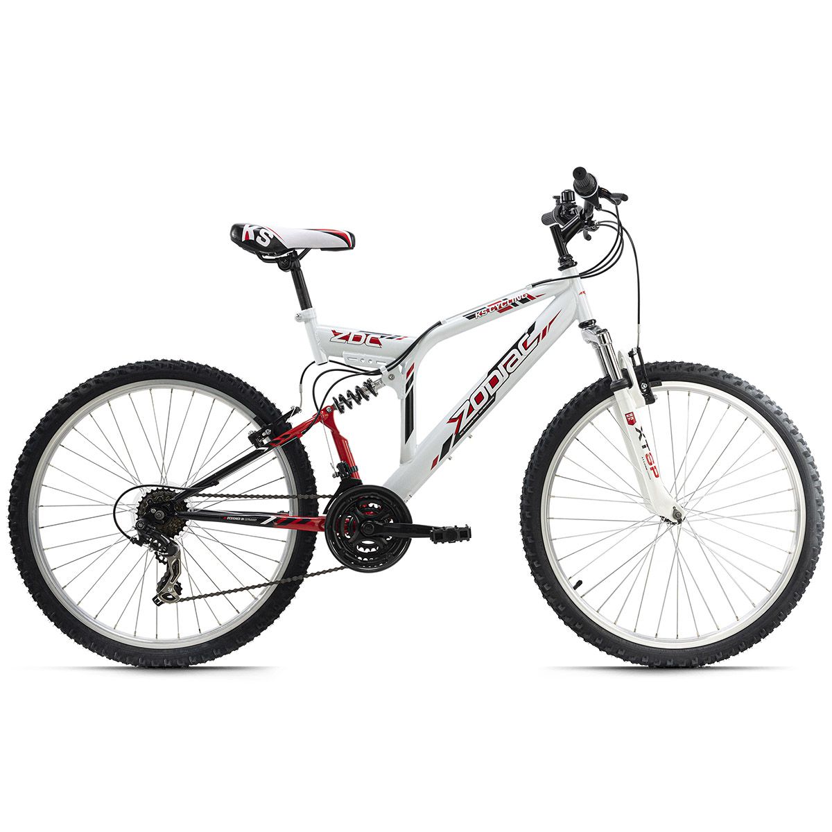 VTT tout suspendu 26 Zodiac blanc rouge TC 48 cm pas cher