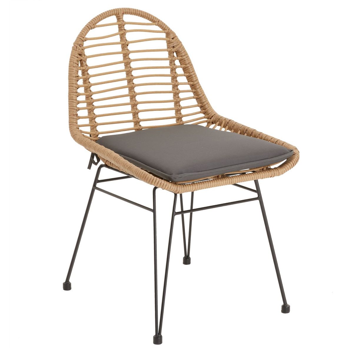 Installe Sur Une Chaise En 6 Lettres IDIMEX Chaise de salle à manger LOBOS imitation rotin et acier, fauteuil  d'intérieur ou d'extérieur pour jardin, avec coussin d'assise pas cher -  Auchan.fr