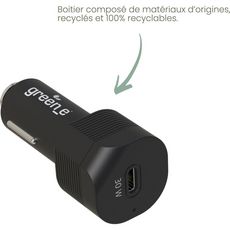 GREEN E Chargeur allume-cigare USB-C 30W noir