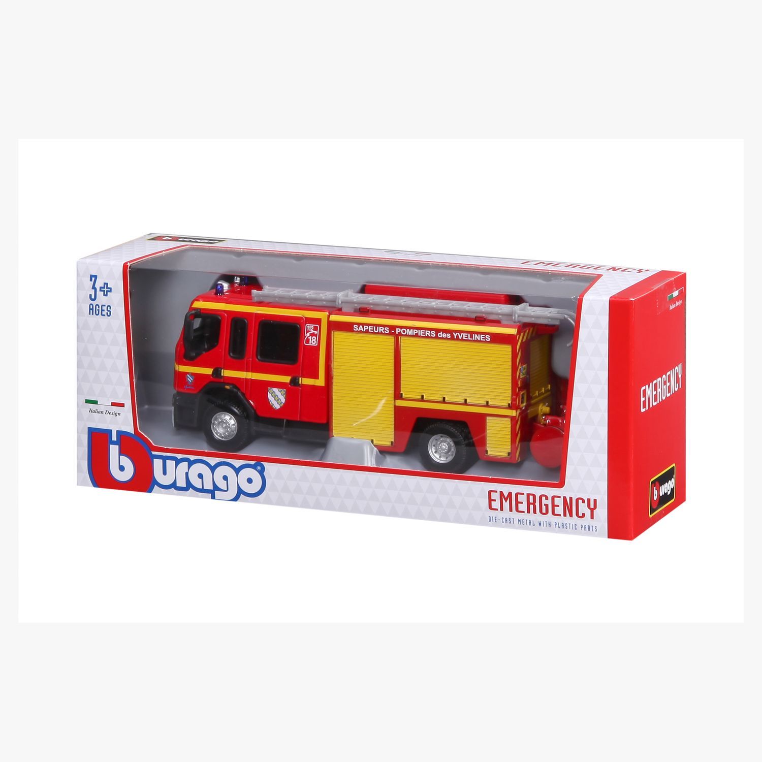 BURAGO Camion pompiers 1/43 emergency fire II pas cher 