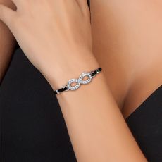 Bracelet Infini élastique noir par SC Crystal orné de Cristaux scintillants