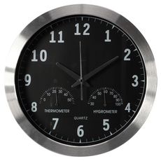 Perel Horloge murale 35,5 cm Noir et argente