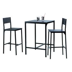 Set 1 table carrée + 2 chaises hautes L60 x P 60 x H87 cm BOOM (Noir)