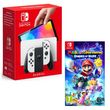 nintendo console nintendo switch (modèle oled) joy-con blanc + mario + the lapins crétins sparks of hope nintendo switch