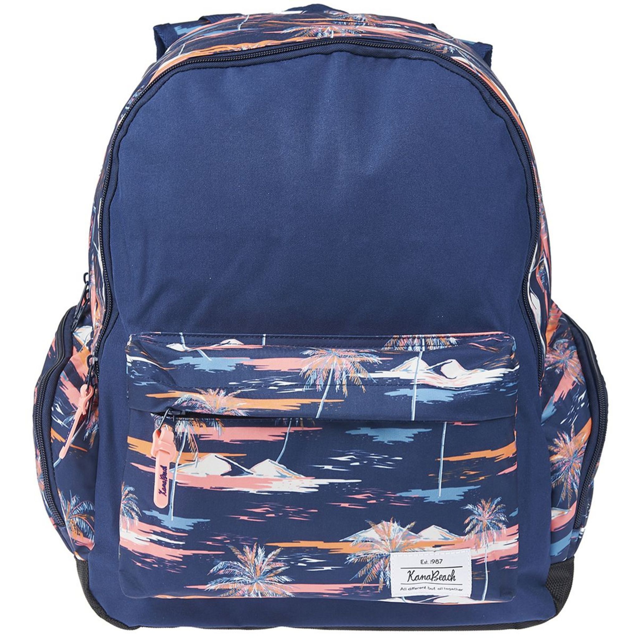 kanabeach Sac dos 2 compartiments 43 cm bleu motif plage pas