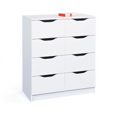 Commode meuble de rangement 8 tiroirs  FALONE (Blanc)
