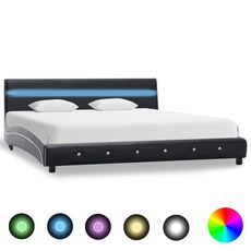 Cadre de lit avec LED Noir Similicuir 150x200 cm