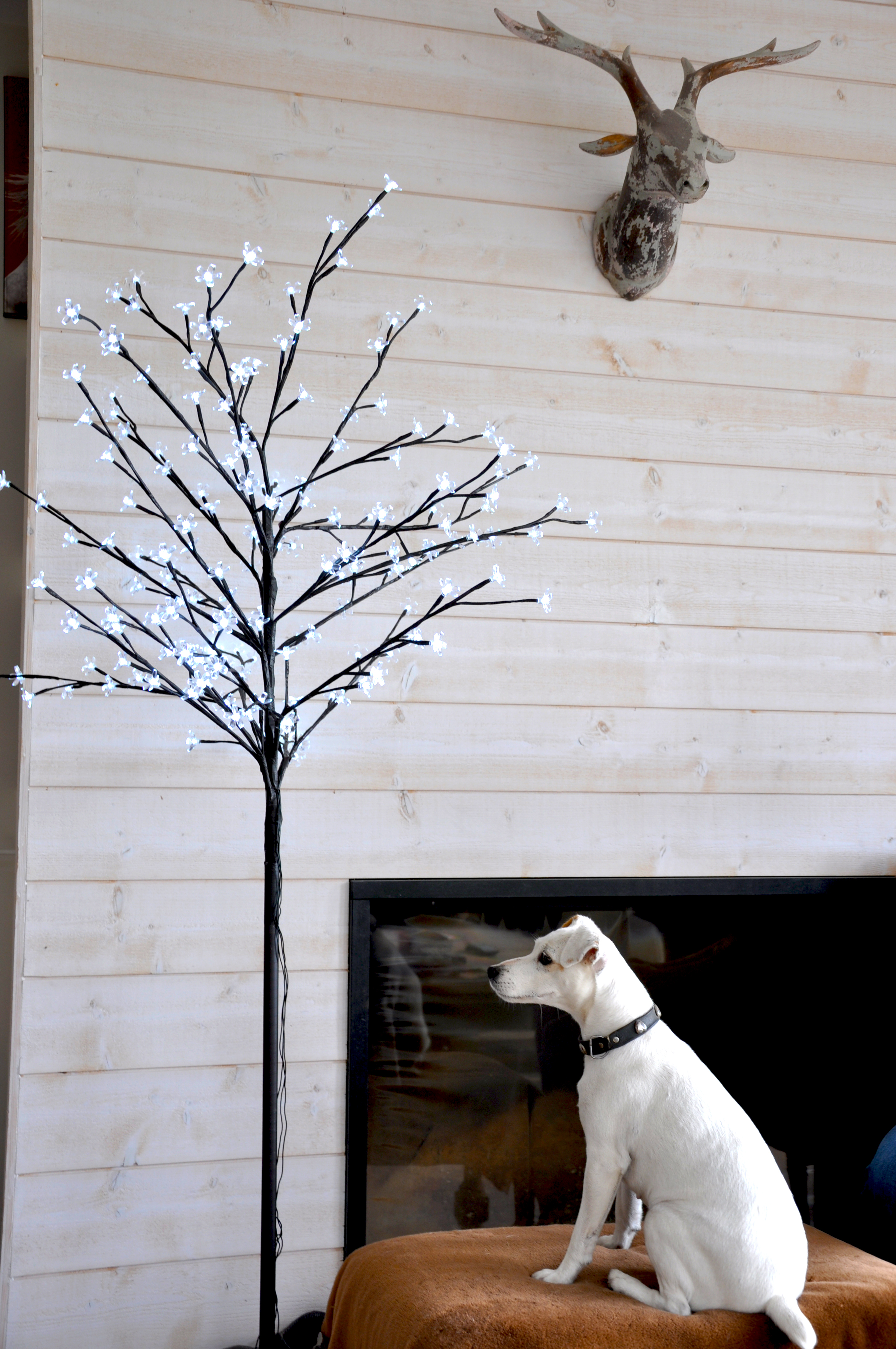 Arbre lumineux scintillant avec feuilles 180 cm - Blanc - Kiabi